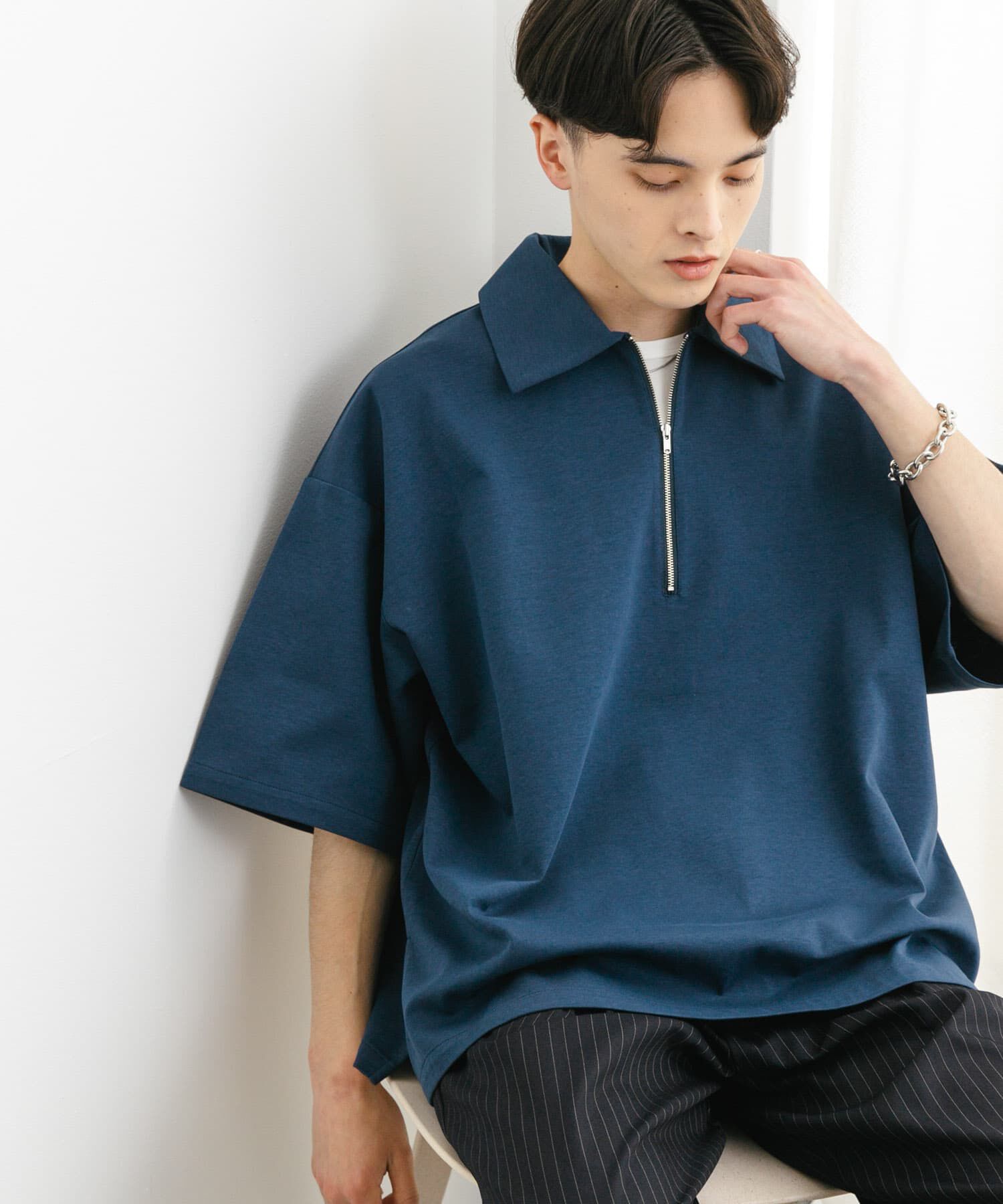 SENSE OF PLACE by URBAN RESEARCH「『ユニセックス』ダンボールポンチハーフジップショートスリーブTシャツ」|Tシャツ・カットソー|
