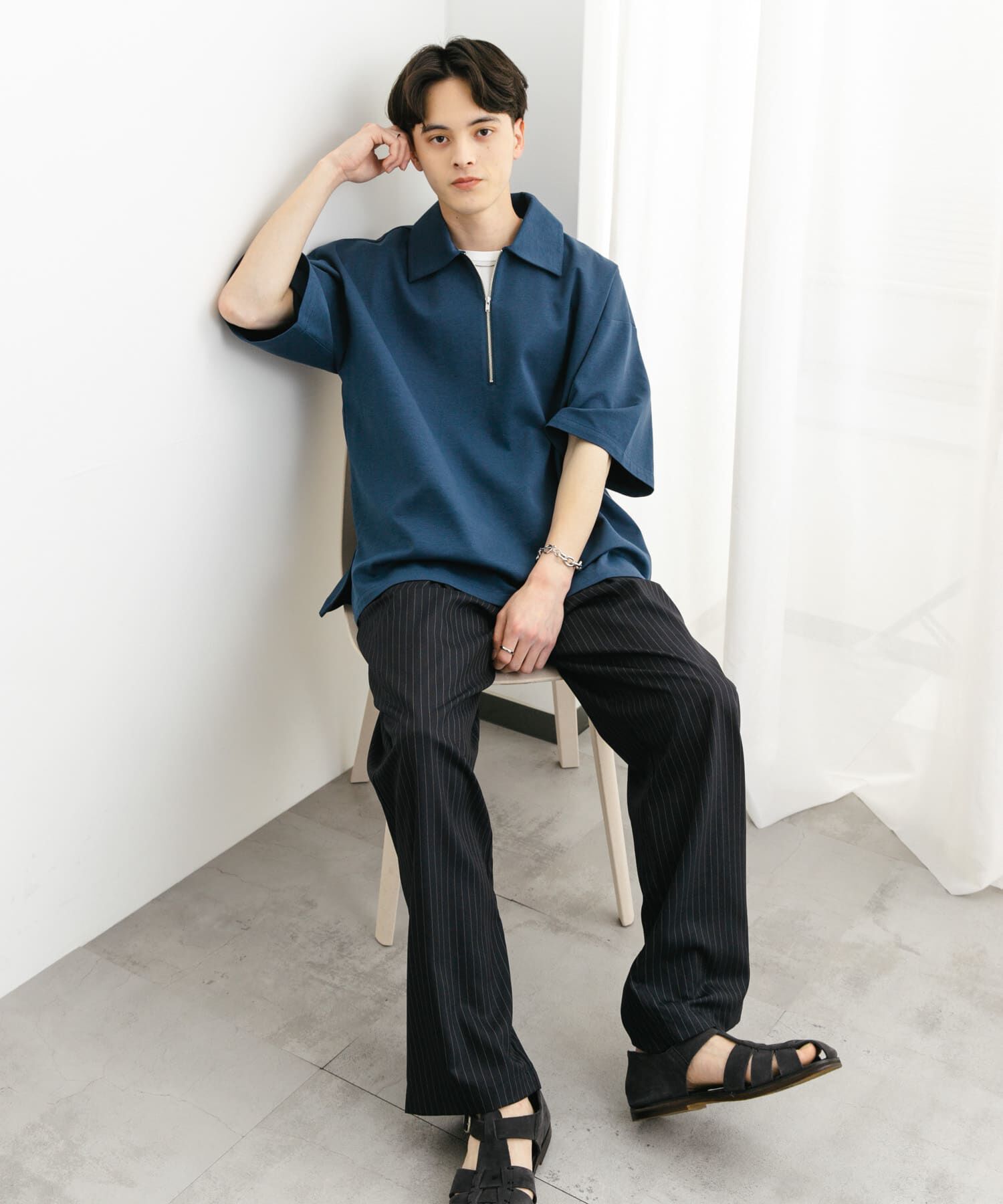 SENSE OF PLACE by URBAN RESEARCH「『ユニセックス』ダンボールポンチハーフジップショートスリーブTシャツ」|Tシャツ・カットソー|