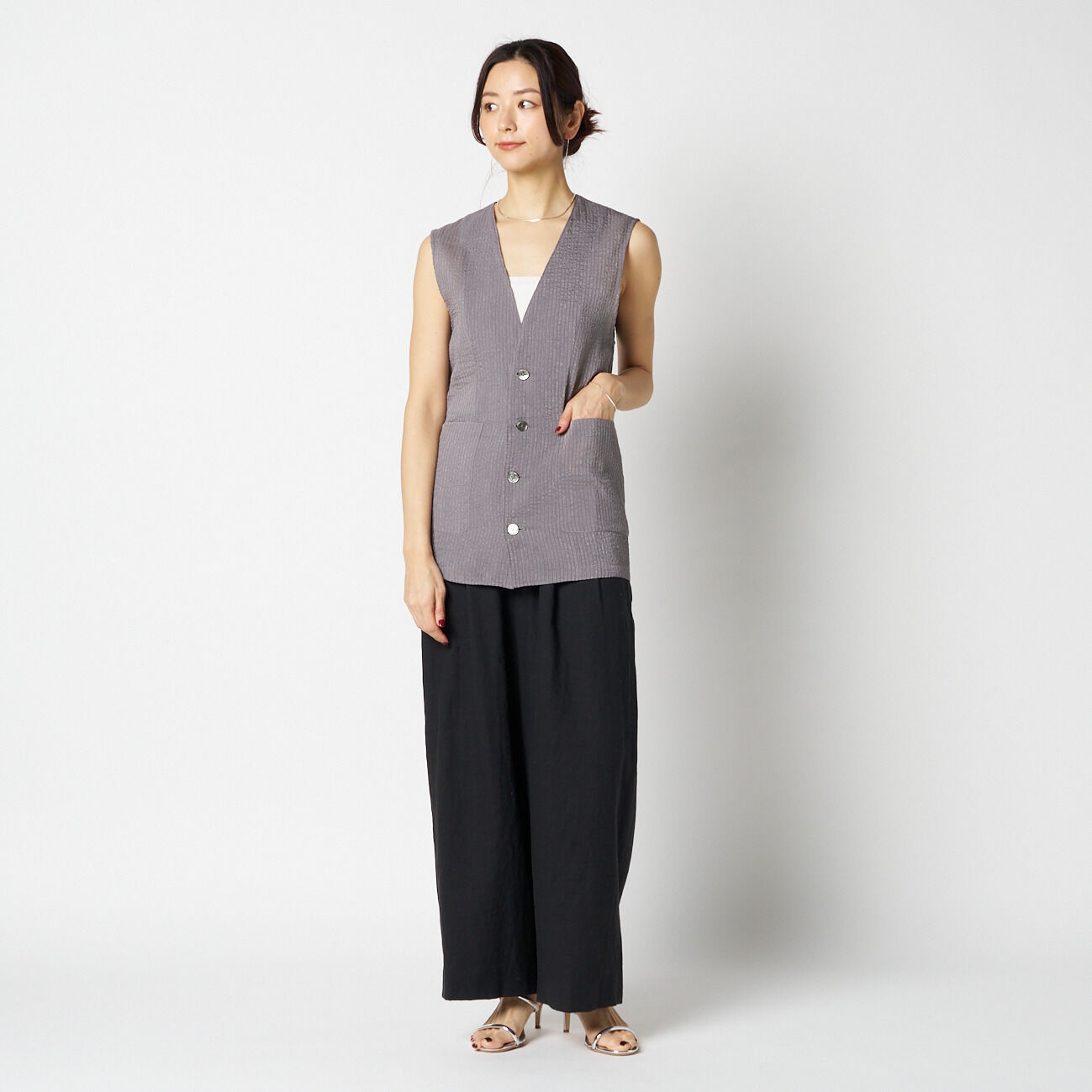 HELIOPOLE「HELIOPOLE SHEER DOBBY STRIPE VEST」|ベスト・ジレ|