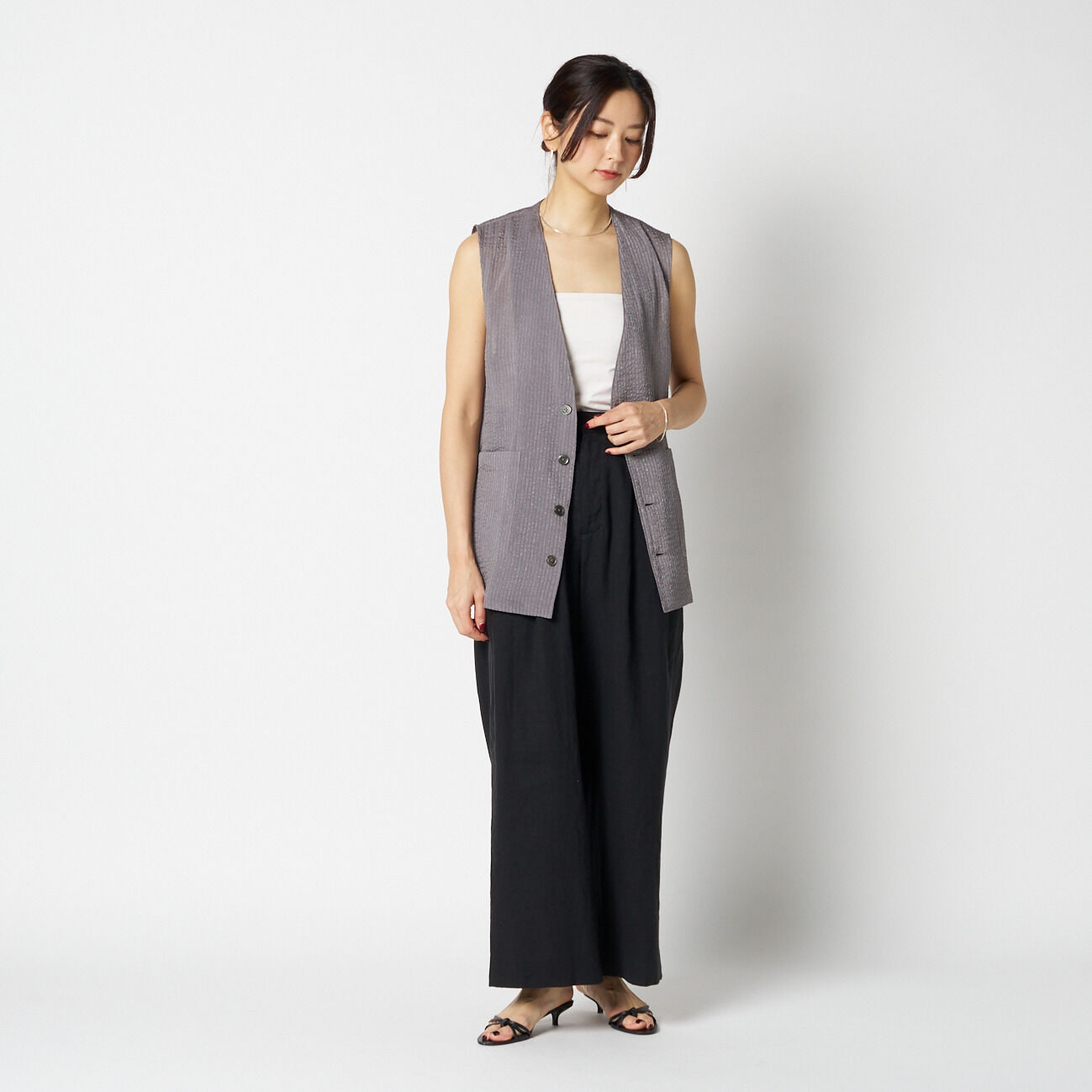 HELIOPOLE「HELIOPOLE SHEER DOBBY STRIPE VEST」|ベスト・ジレ|