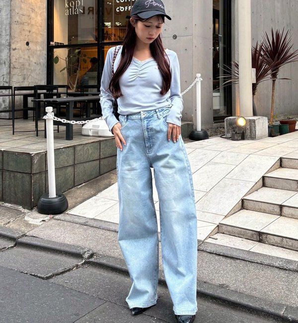  「プレート付きフロントギャザートップ」|プルオーバー|