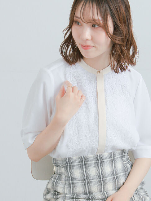 Te chichi「フロントレース5分袖ブラウス」|シャツ・ブラウス|