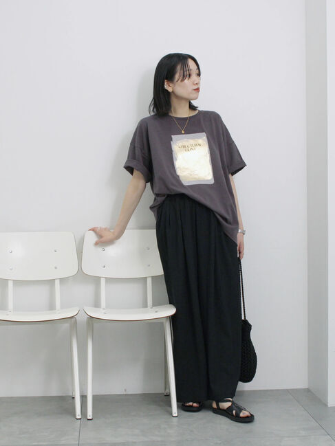 Samansa Mos2 blue「◎箔プリントTシャツ」|Tシャツ・カットソー|