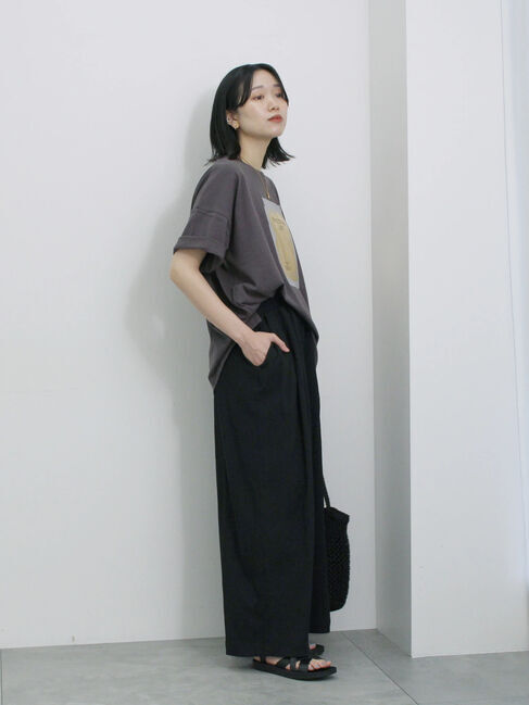 Samansa Mos2 blue「◎箔プリントTシャツ」|Tシャツ・カットソー|