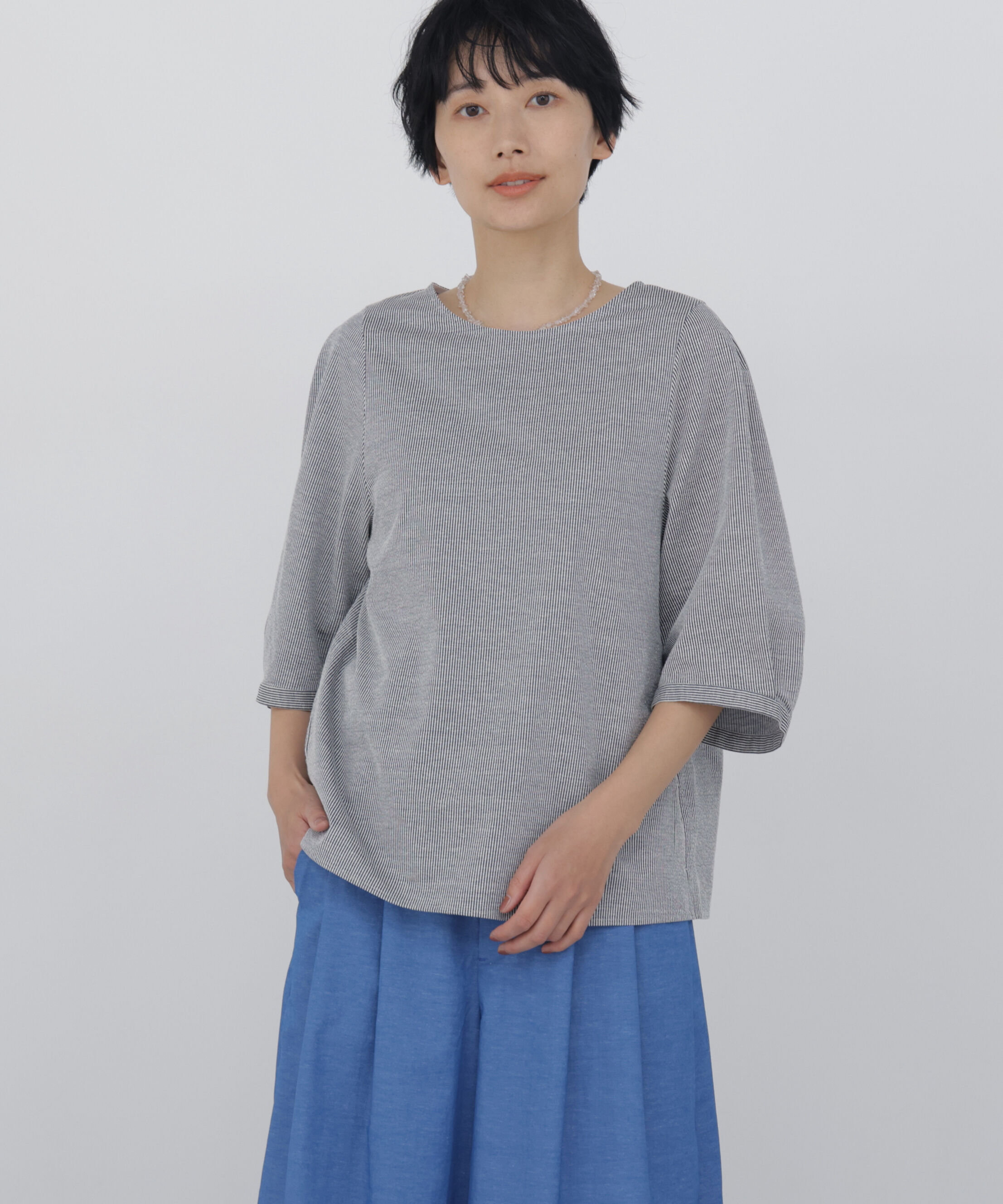  「◆ジャカードストライプクルーネックプルオーバー」|Tシャツ・カットソー|ネイビースト 3
