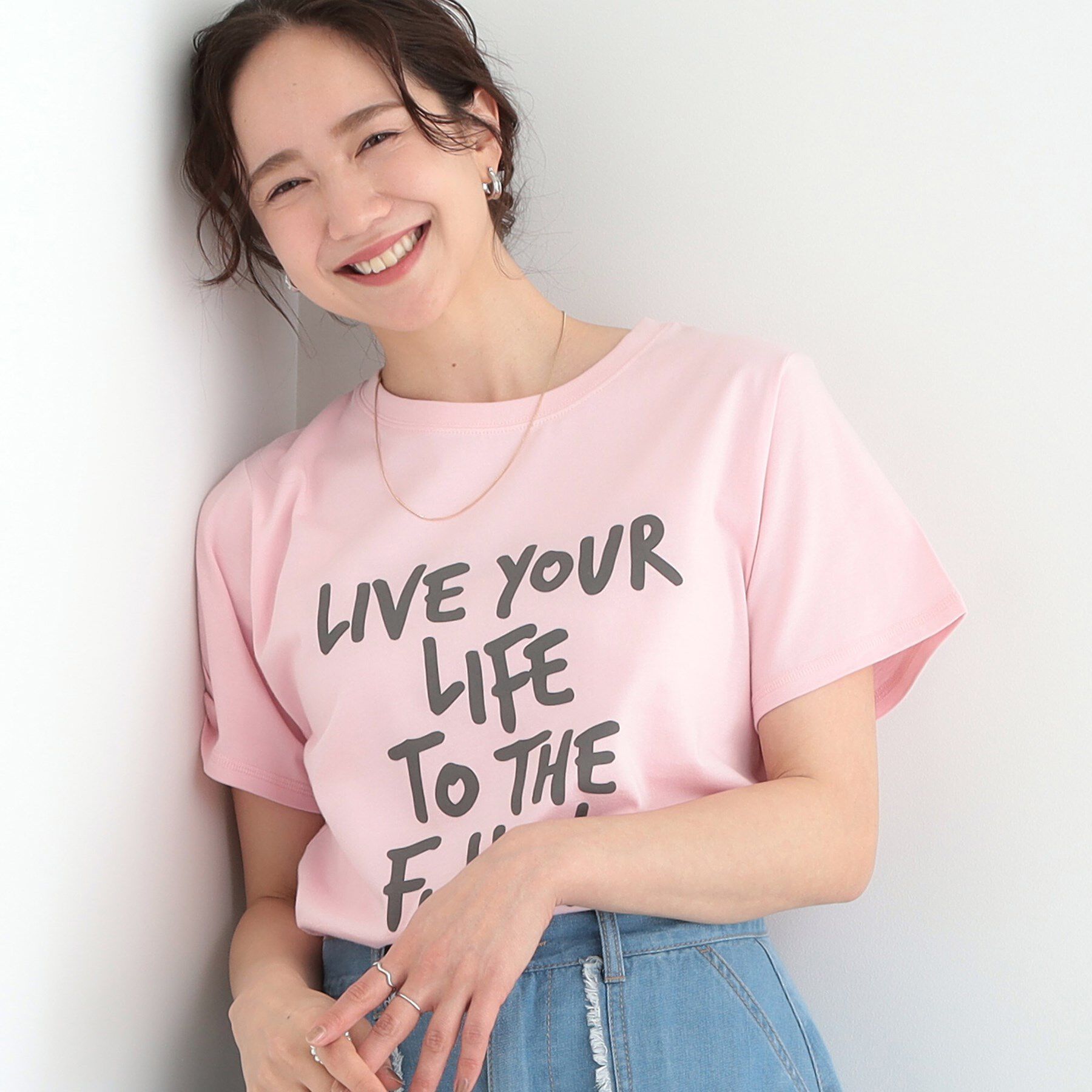 SHOO･LA･RUE「【洗える/S-LL】選べる4柄 プリントアソート ベーシックTシャツ」|Tシャツ・カットソー|ピンク(372)