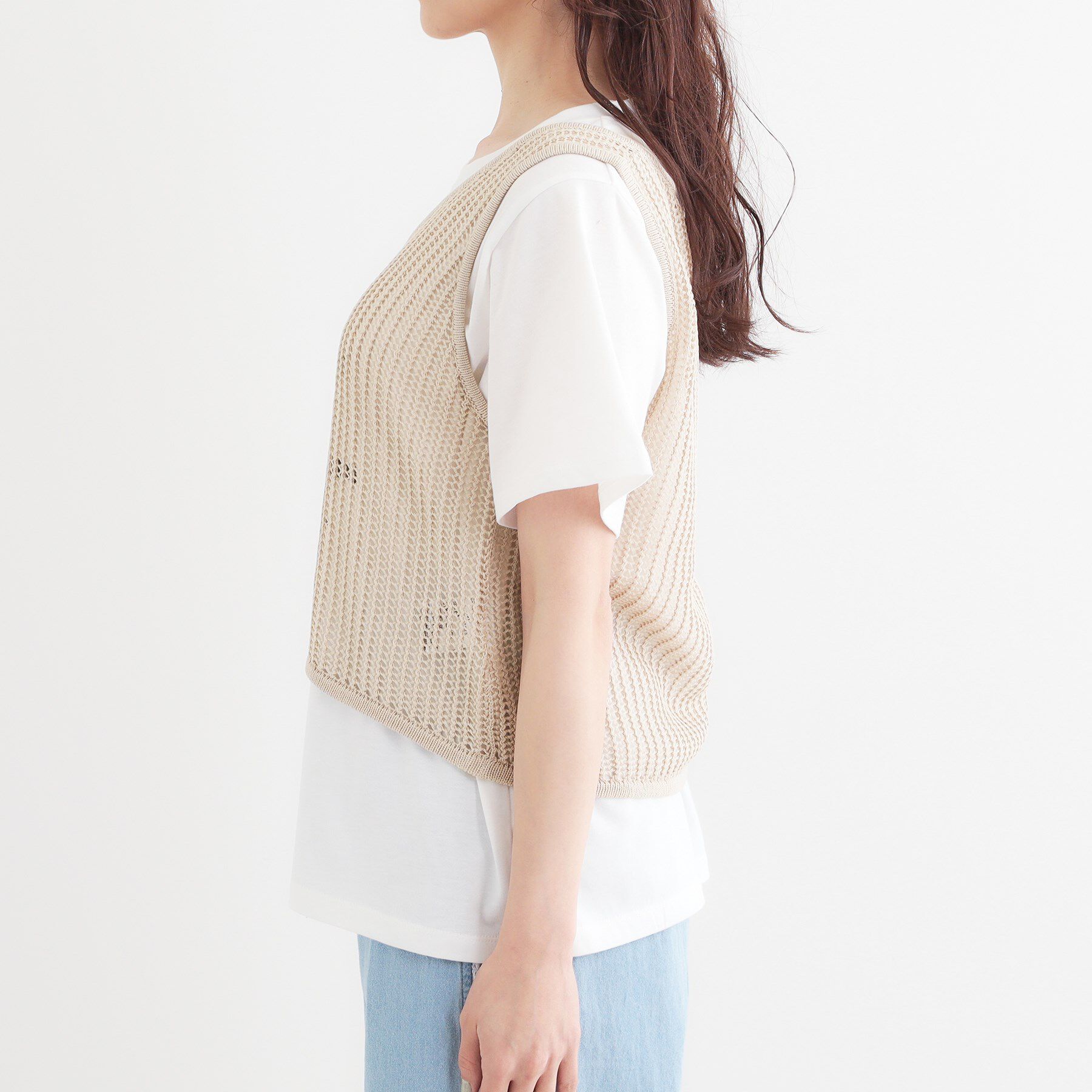 SHOO･LA･RUE「【2点セット】メッシュニットベスト&times;ロゴTシャツセット」|その他|