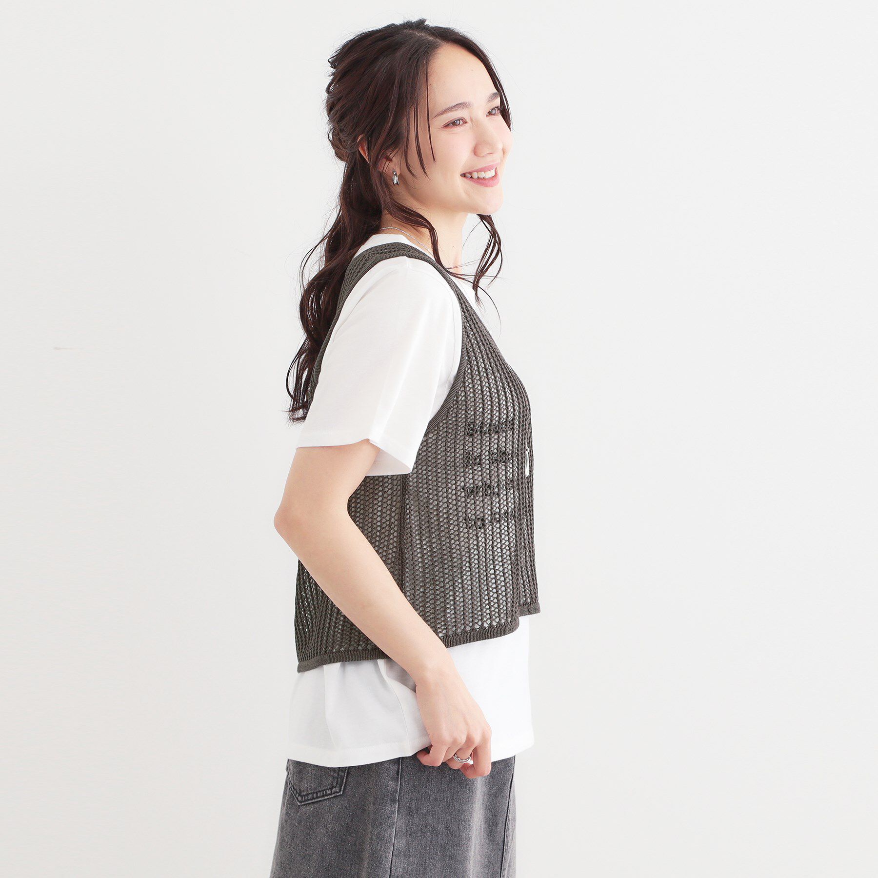 SHOO･LA･RUE「【2点セット】メッシュニットベスト&times;ロゴTシャツセット」|その他|