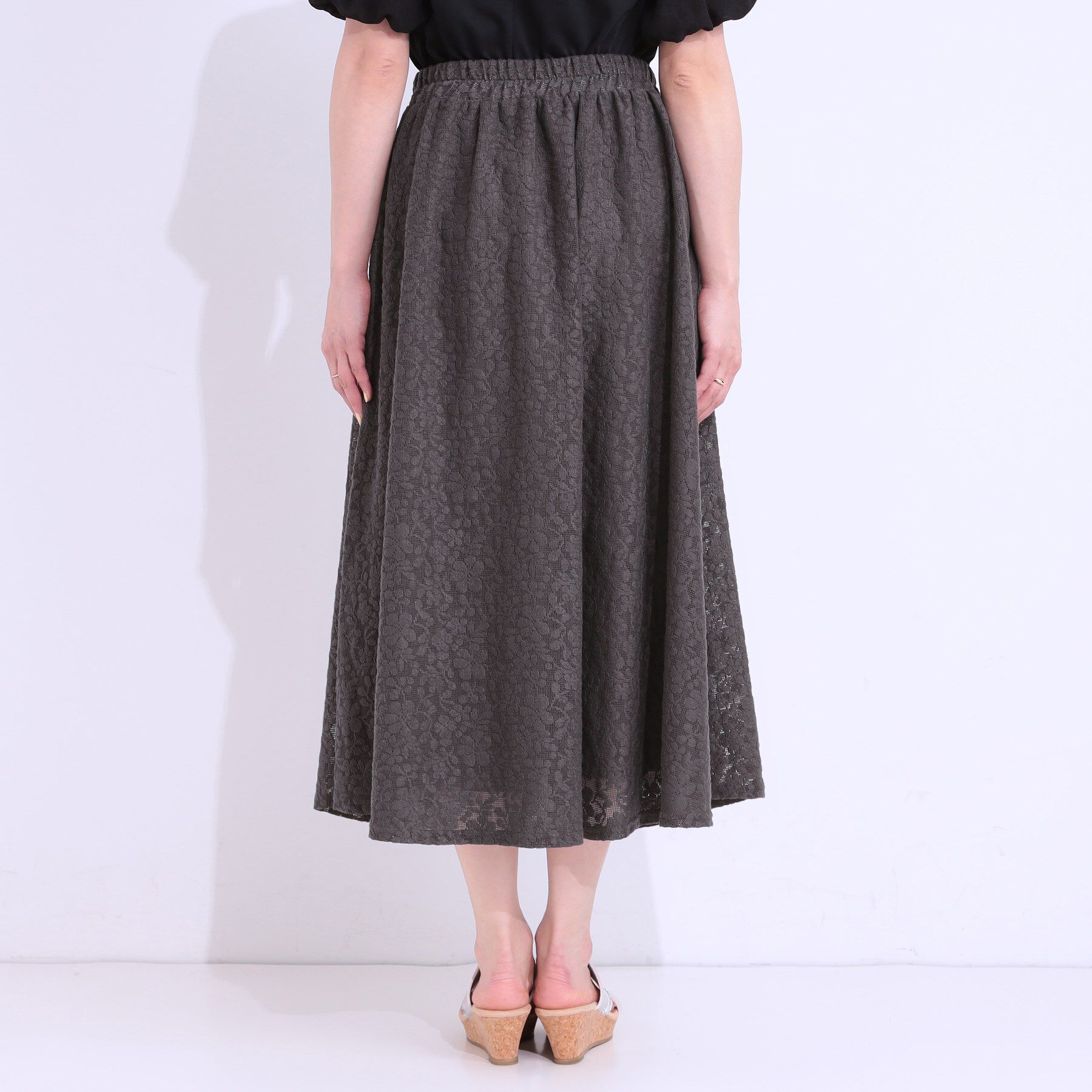 SHOO･LA･RUE「【S-LL】メッシュレースが魅力的なフレアスカート」|スカート|