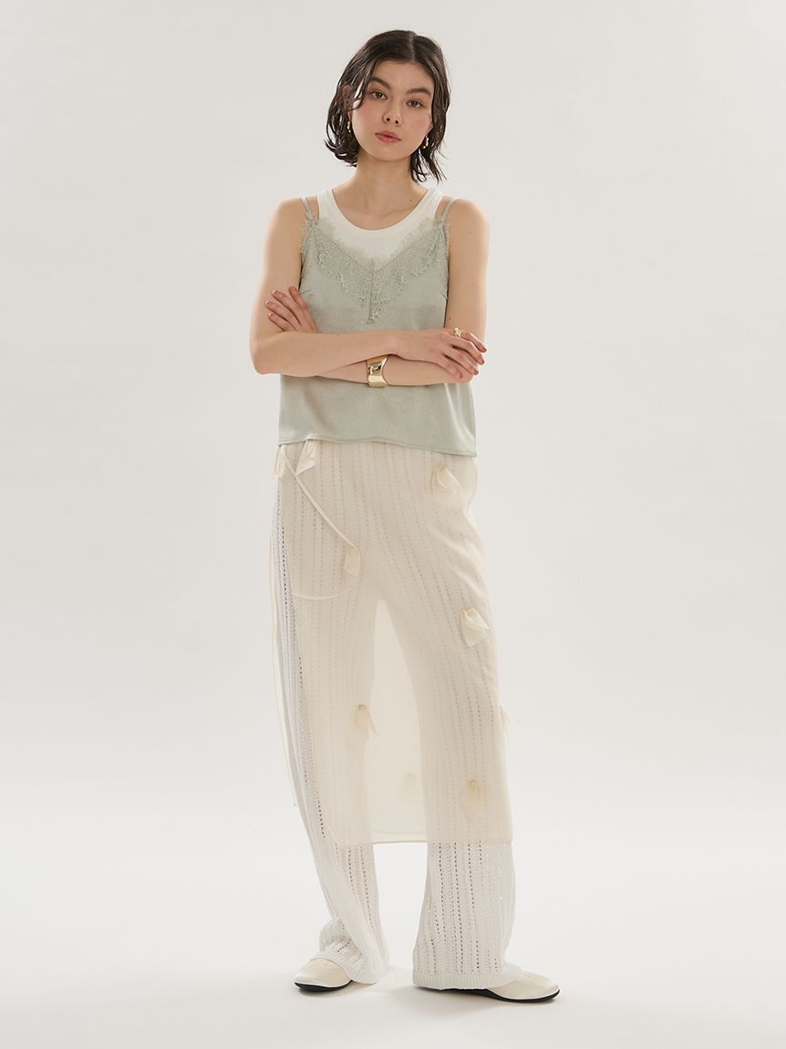 emmi atelier「Tシャツ&times;レースサテンキャミセット」|キャミソール|
