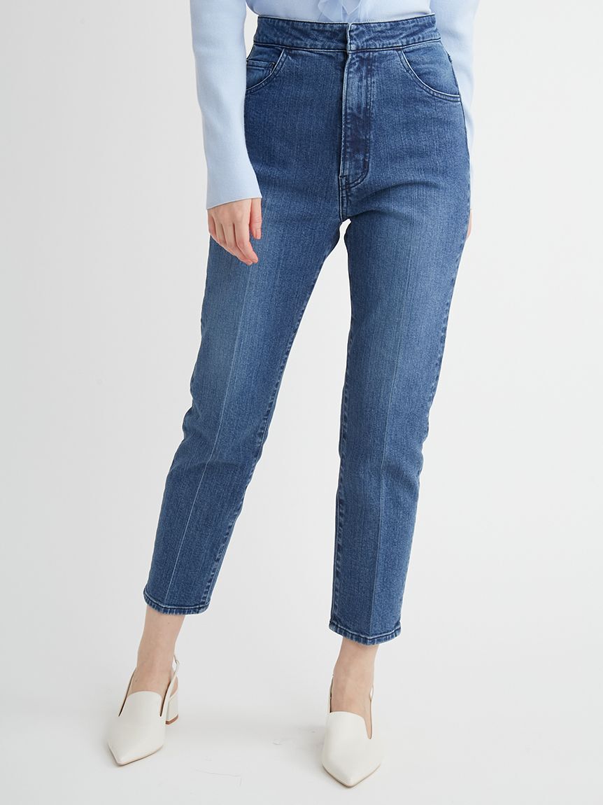 CELFORD「ハイライズ美脚ストレッチテーパードデニムパンツ」|デニム|