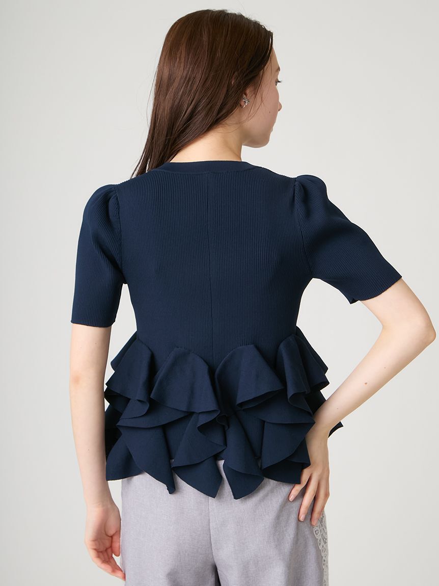 CELFORD「【WEB・一部店舗限定カラー】ラッフルフリルペプラムニットカーディガン」|カーディガン|