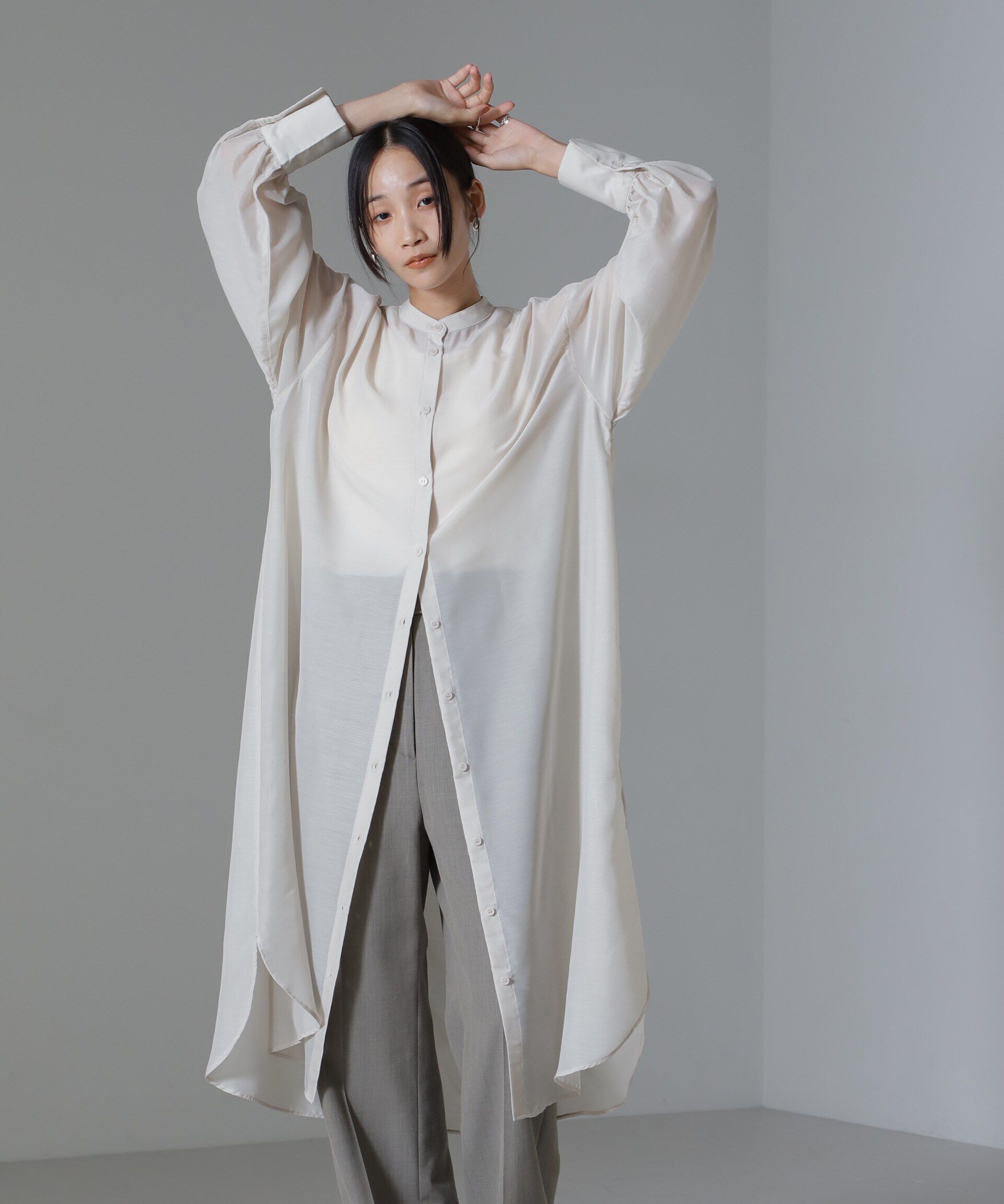 nano･universe「シアーマキシシャツワンピース」|ワンピース|アイボリー7