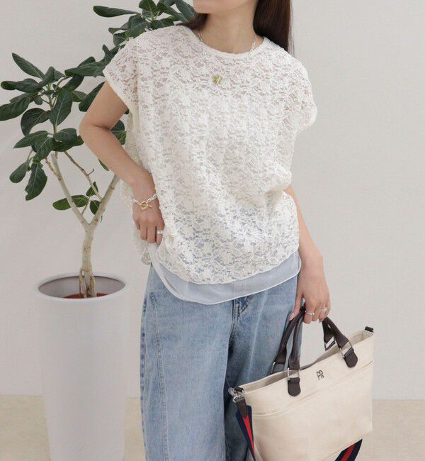 fredy emue「レースレイヤードフレンチプルオーバー」|Tシャツ・カットソー|オフホワイト