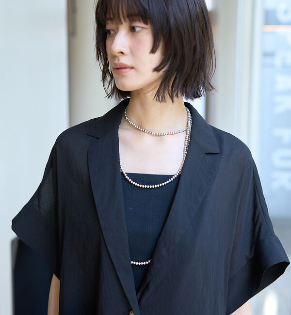 Rouge vif「【人気追加】強撚半袖シアーフォルムジャケット【予約】」|テーラードジャケット|