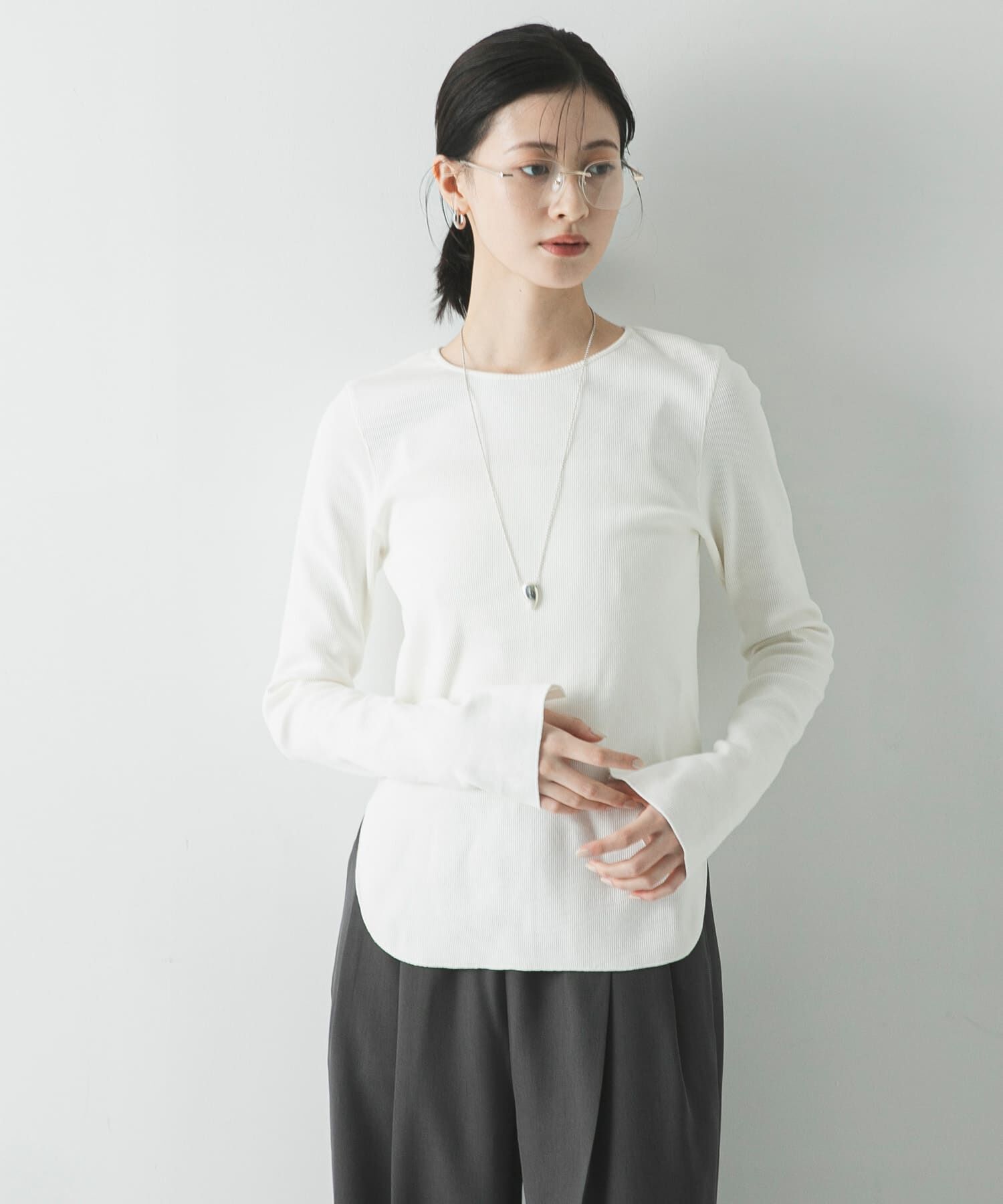URBAN RESEARCH「ストレッチリブカットソー」|Tシャツ・カットソー|オフホワイト