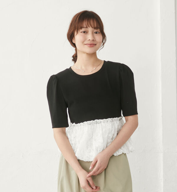 archives「ボーダーアソートレースドッキングバルーンＴＯＰＳ」|Tシャツ・カットソー|