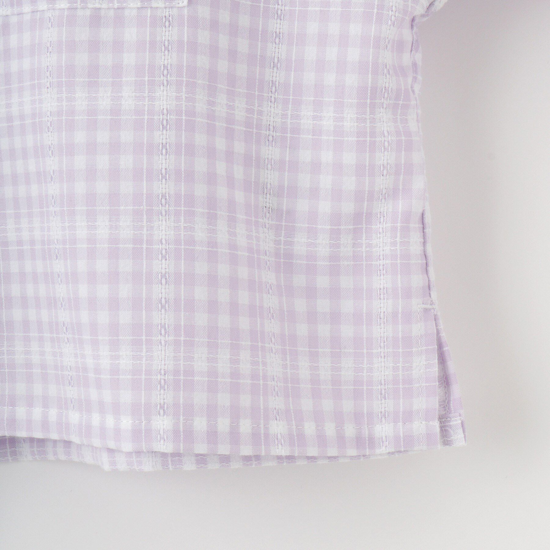 SHOO･LA･RUE「【洗える/100-150cm】お袖リボンがアクセント クロップド丈 チェックシャツ」|シャツ・ブラウス|