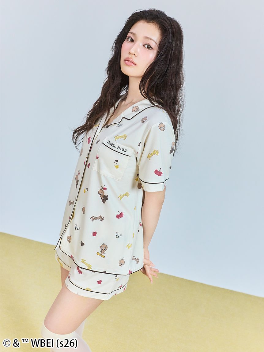 SNIDEL HOME「【WEB限定】【セット商品】【Tweety】開襟シャツ&カットショートパンツSET」|ルームウェア|