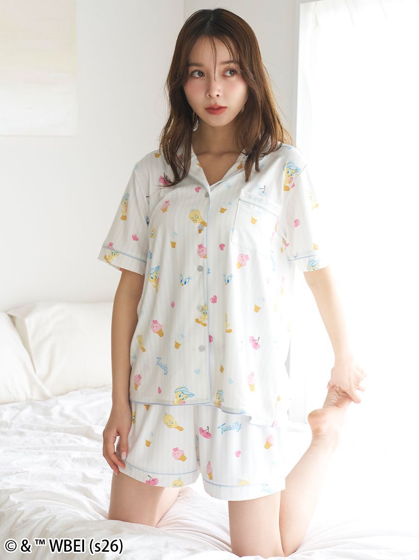 SNIDEL HOME「【WEB限定】【セット商品】【Tweety】開襟シャツ&カットショートパンツSET」|ルームウェア|
