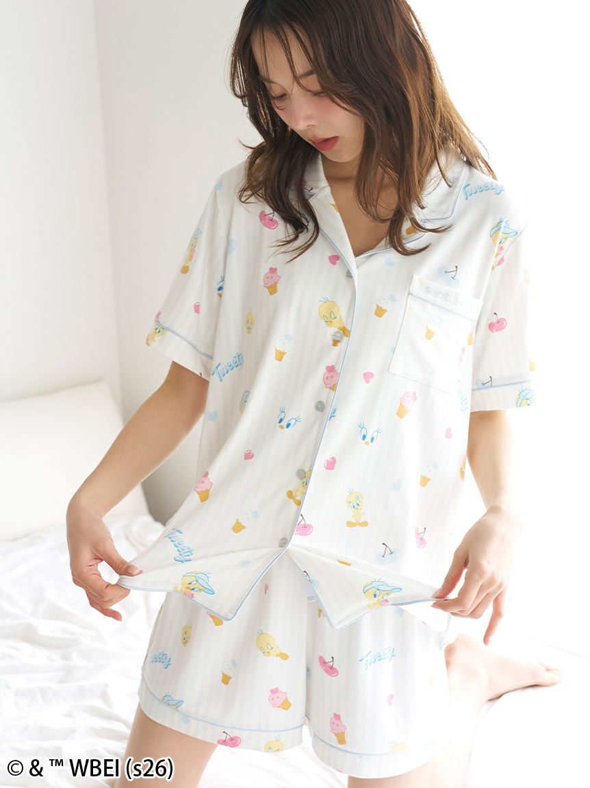 SNIDEL HOME「【WEB限定】【セット商品】【Tweety】開襟シャツ&カットショートパンツSET」|ルームウェア|