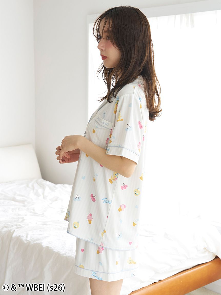 SNIDEL HOME「【WEB限定】【セット商品】【Tweety】開襟シャツ&カットショートパンツSET」|ルームウェア|