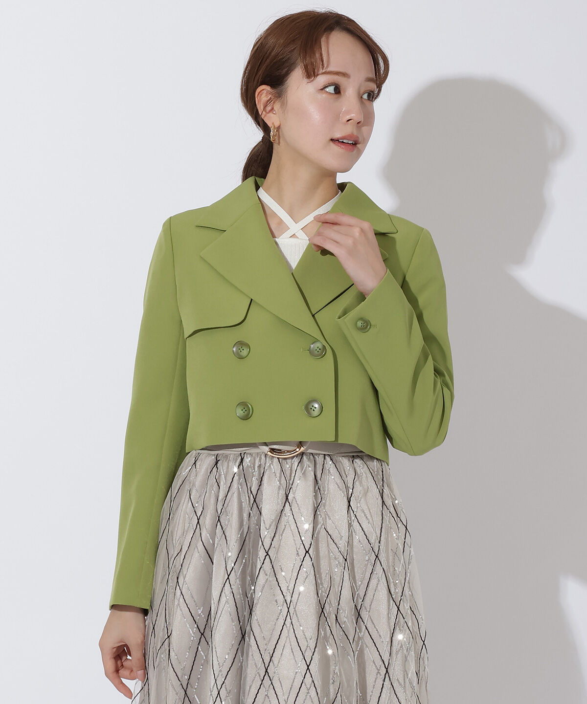 アンドクチュール「ダブルクロスショートトレンチ」|トレンチコート|