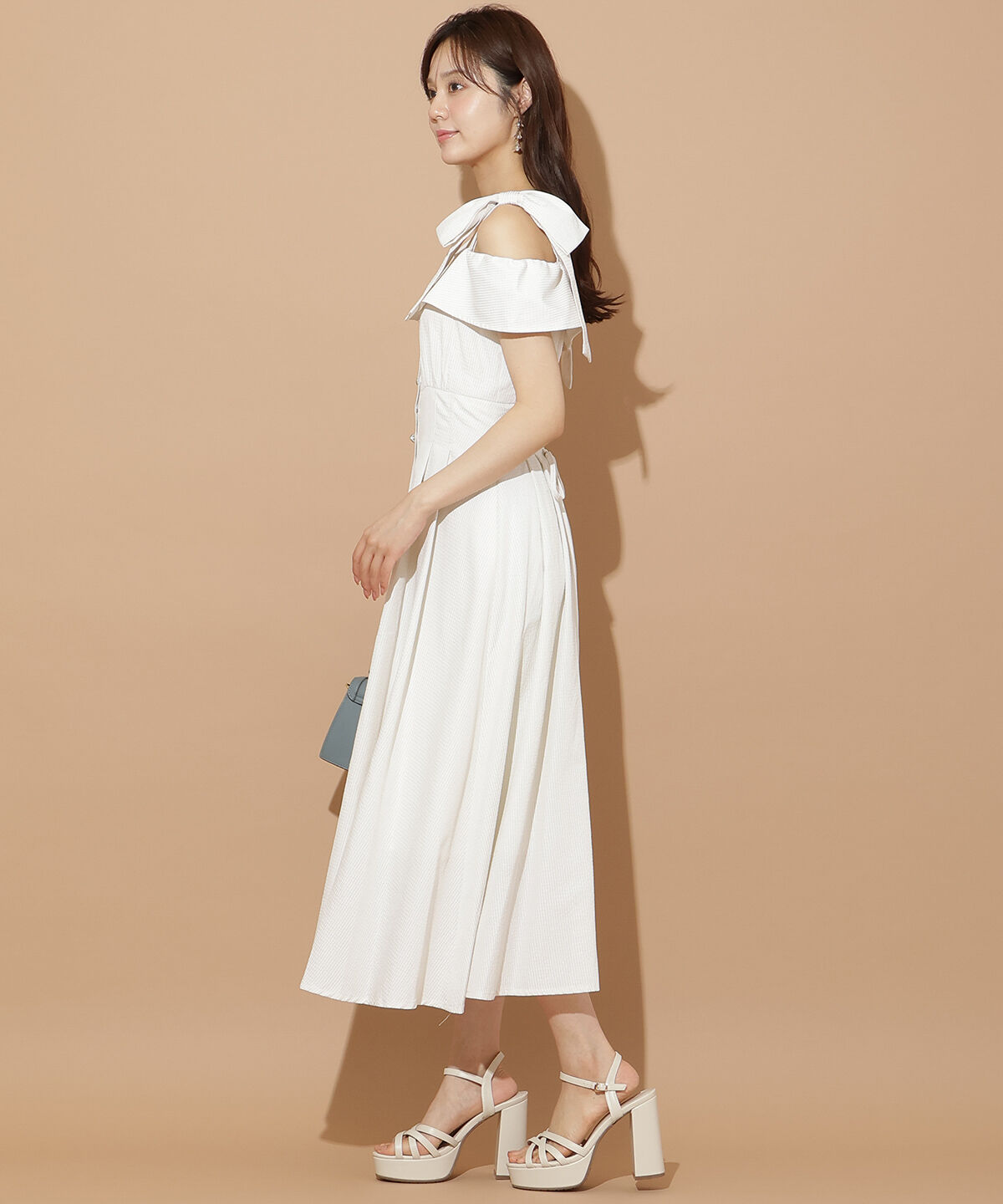 WILLSELECTION「リボンストラップオフショルシャツワンピース」|ワンピース|