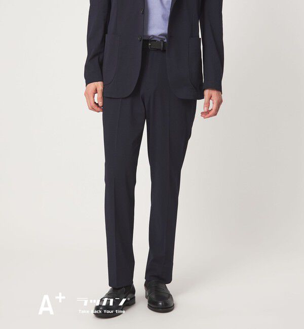UNITED ARROWS green label relaxing「A+ ラッカンジャージ スタンダード イージー NP スラックス セットアップパンツ -ウォッシャブル・ストレッ」|スラックス|NAVY