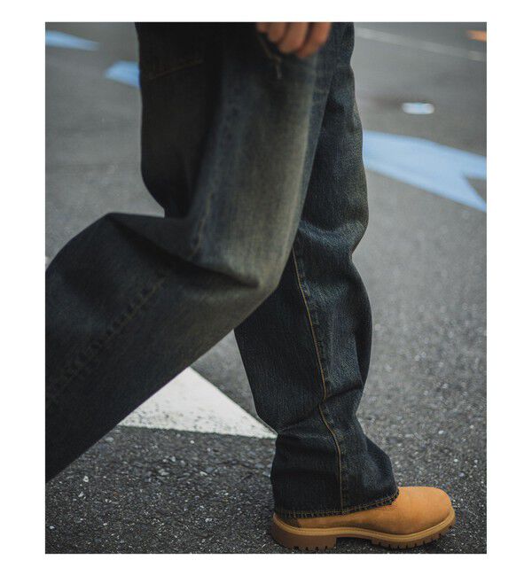 BEAMS「BEAMS｜Wide Denim Pants｜5ポケット ヴィンテージディテール｜スピンドル仕様 ベルトレス」|デニム|