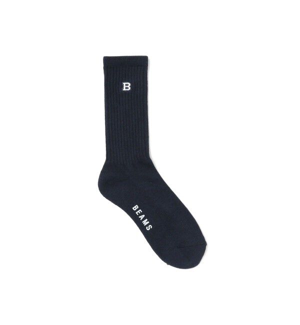 BEAMS「Bロゴ クルーソックス」|ソックス|NAVY