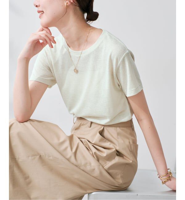 SLOBE IENA「《追加》スラブ天竺5分袖TEE」|Tシャツ・カットソー|