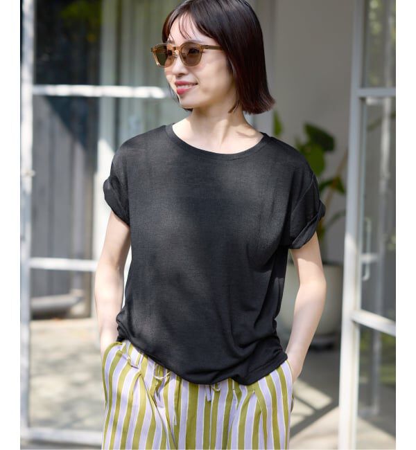 SLOBE IENA「《追加》スラブ天竺5分袖TEE」|Tシャツ・カットソー|