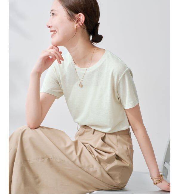 SLOBE IENA「《追加》スラブ天竺5分袖TEE」|Tシャツ・カットソー|グリーン B