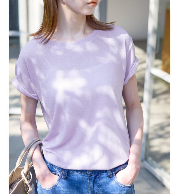 SLOBE IENA「《追加》スラブ天竺5分袖TEE」|Tシャツ・カットソー|パープル C