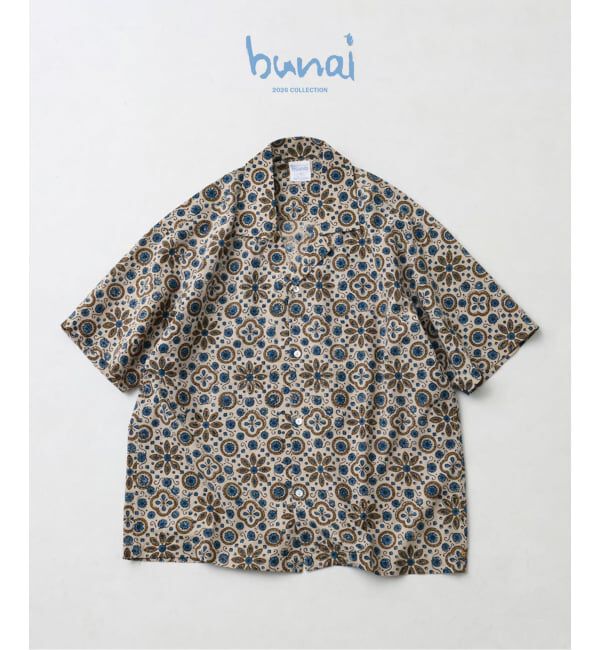 JOURNAL STANDARD relume「bunai / ブナイ 別注 アジュラク プリント オープンカラー半袖シャツ」|シャツ・ブラウス|ナチュラル