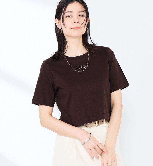 NOLLEY'S sophi「《手洗い可能》W&Wショート丈ロゴTシャツ」|Tシャツ・カットソー|ブラウンベージュ系1