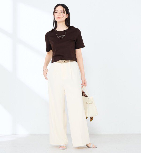 NOLLEY'S sophi「《手洗い可能》W&Wショート丈ロゴTシャツ」|Tシャツ・カットソー|