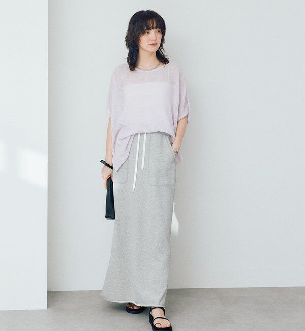  「予約【夏も快適！/3サイズ展開/伸縮性/綿100%】スエットロングスカート」|スカート|