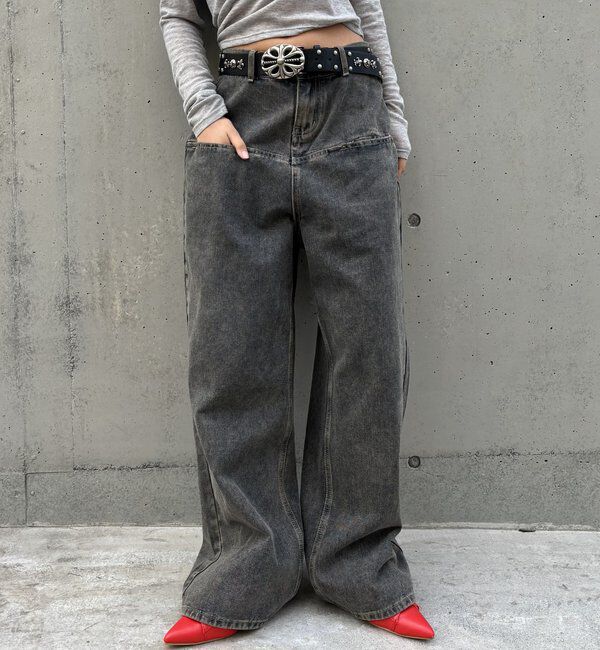  「《UNISEX / サイズ展開あり》スラッシュポケットブラストワイドデニム」|デニム|