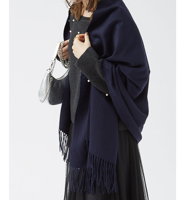 Rouge vif「カシミヤ大判無地ストール」|マフラー|ネイビー