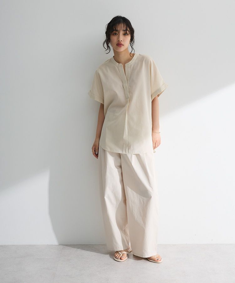 Green Parks「綿麻混フレンチスリーブスキッパーシャツ」|シャツ・ブラウス|