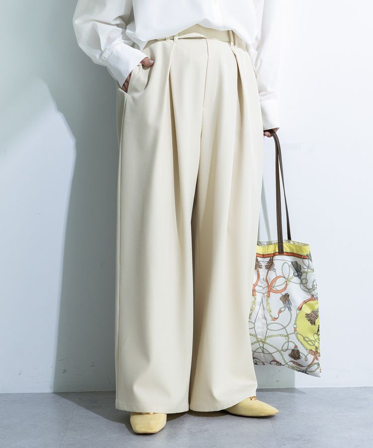 Green Parks「デザインタックワイドパンツ」|その他|Light beige