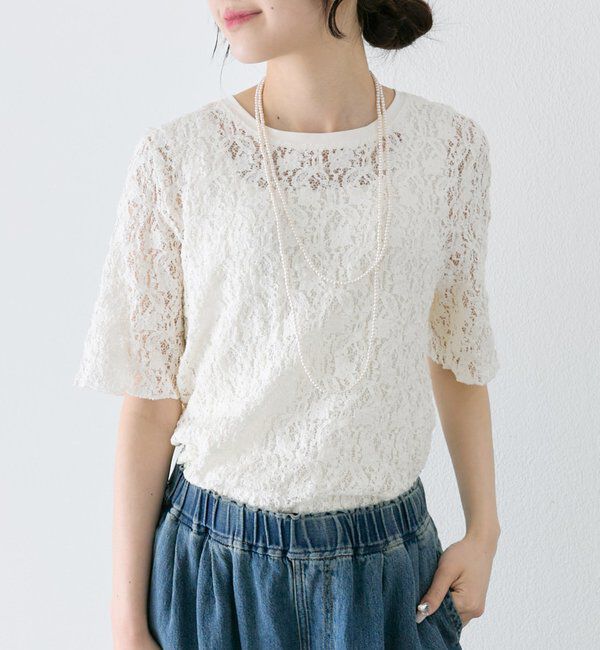  「ストレッチレースTシャツ」|プルオーバー|