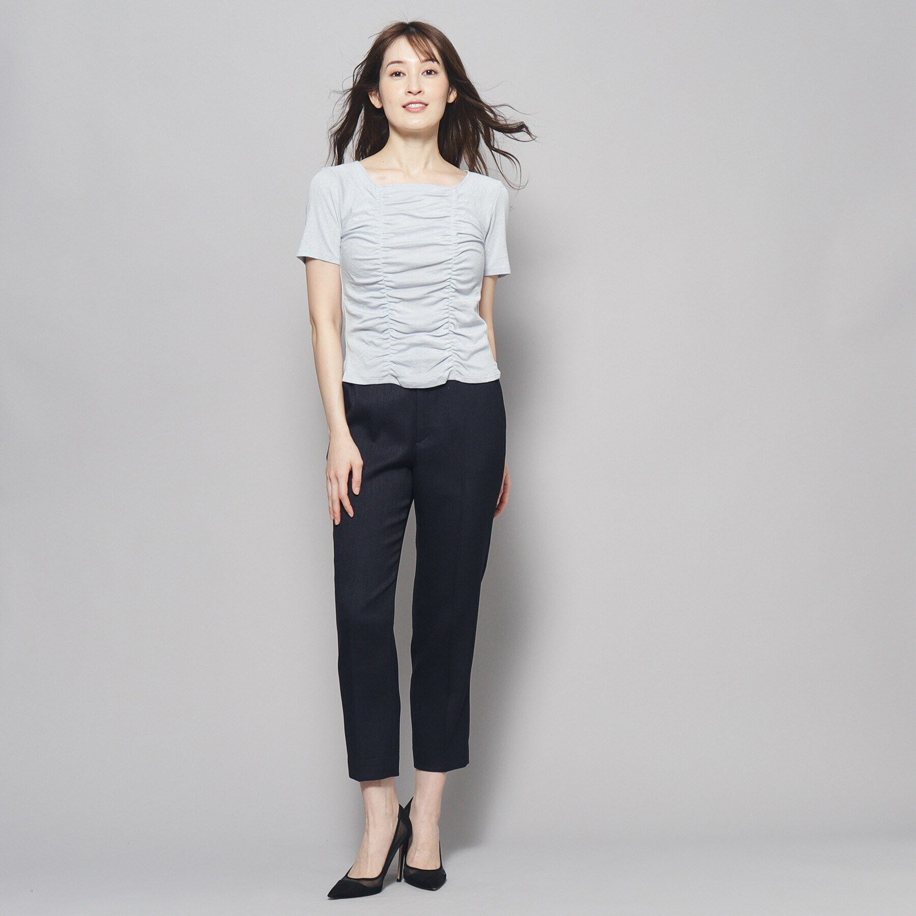 COUP DE CHANCE「【洗える／日本製】華やかギャザーラメジャージ」|Tシャツ・カットソー|