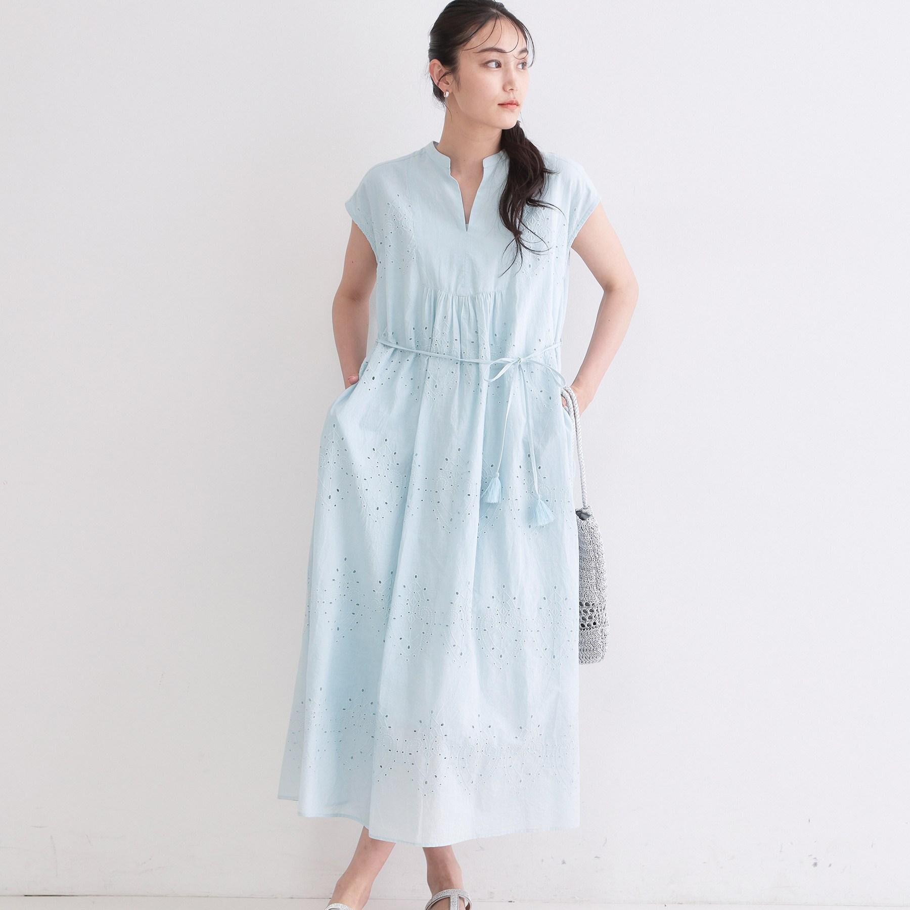 OPAQUE.CLIP「インドコットン刺繍ワンピース【洗える】」|ワンピース|