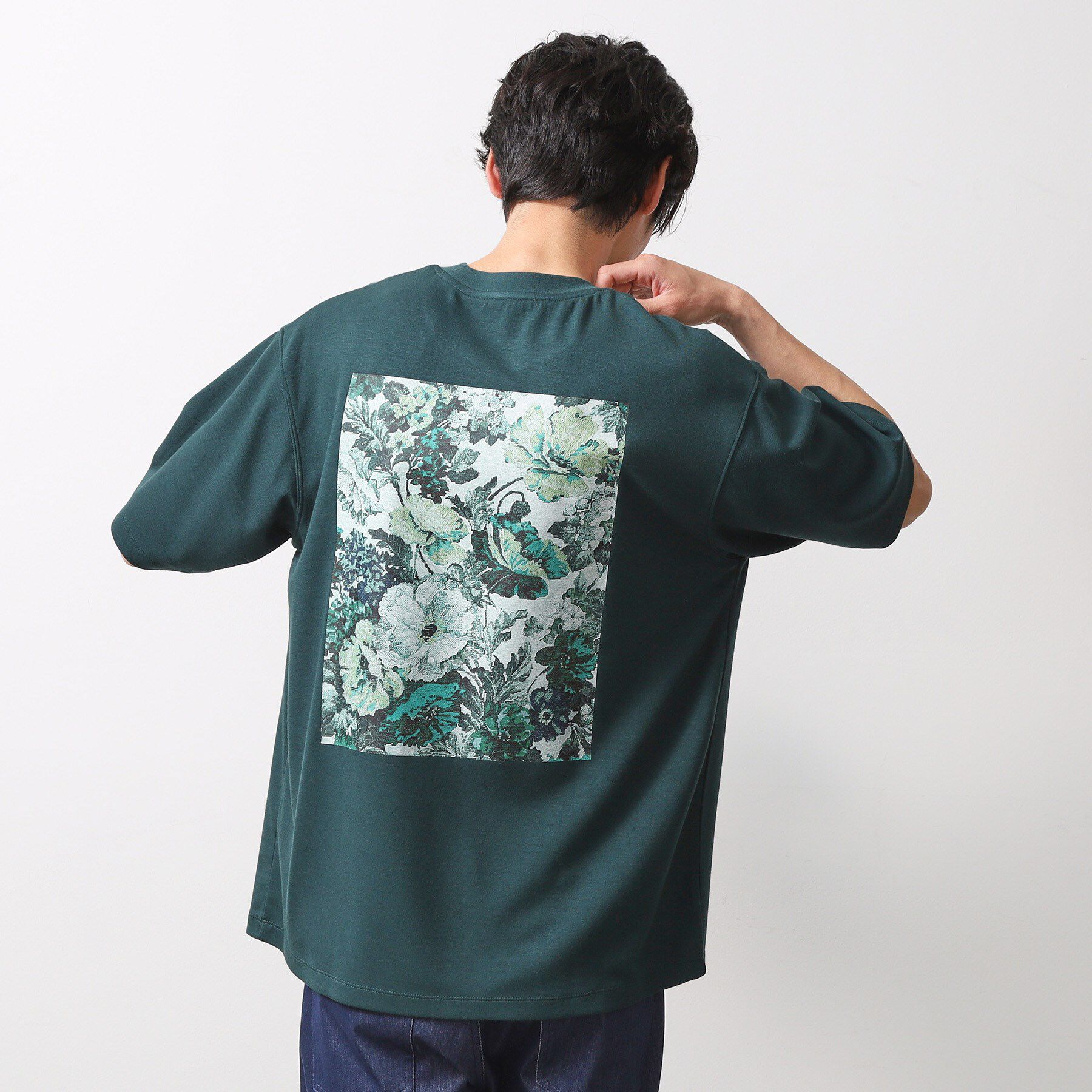 THE SHOP TK「ボタニカル柄 ビッグシルエット 半袖Ｔシャツ 洗濯機OK」|Tシャツ・カットソー|