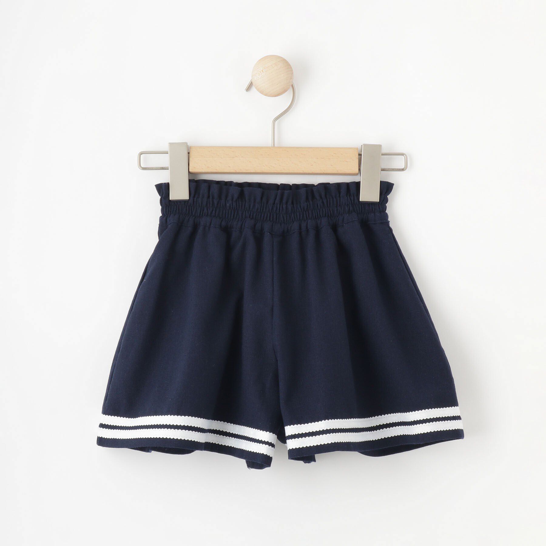SHOO･LA･RUE「【100-150cm】裾テープ使いフレアスカパン」|キュロット|ネイビー(094)
