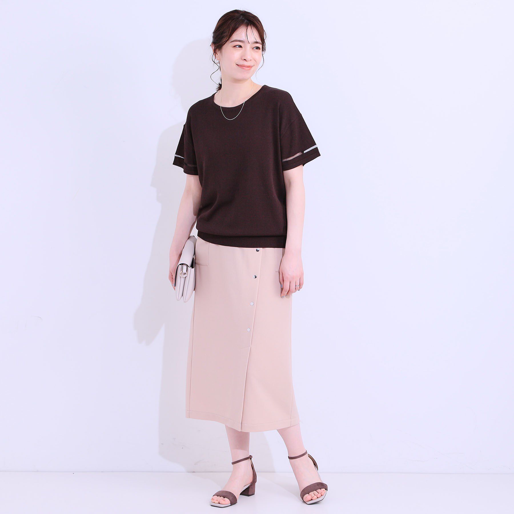 SHOO･LA･RUE「【S-LL/洗える/UV】お袖シアーでヘルシーに フレアスリーブサマーニット」|ニット・セーター|