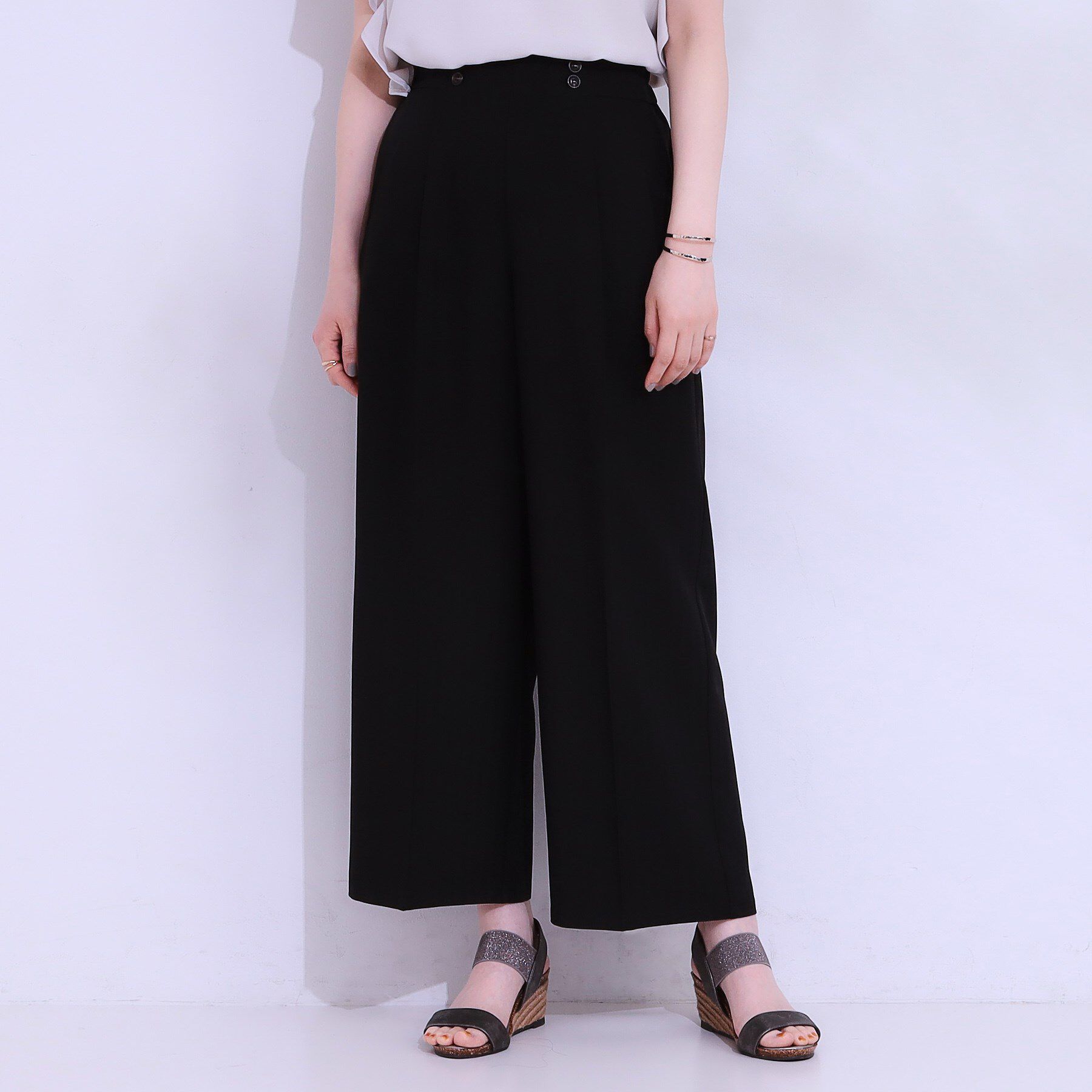 SHOO･LA･RUE「【セットアップ可】麻調ストライプワイドパンツ」|その他|